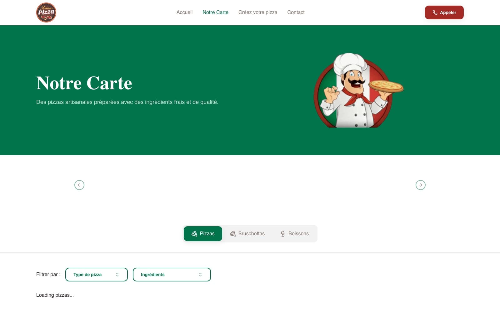 Ambiance Pizza — Site & CMS sur mesure — aperçu 1