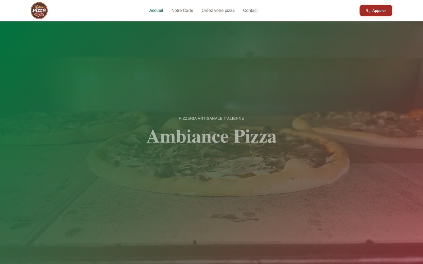 Ambiance Pizza — Site & CMS sur mesure